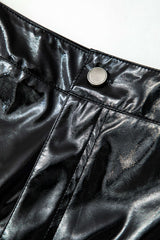 High Waist Faux Patent Leather Mini Skirt