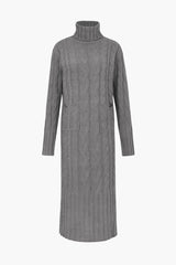 Turtleneck Cable Knit Sweater Dress