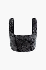 Sequin Zipper Crop Cami Top