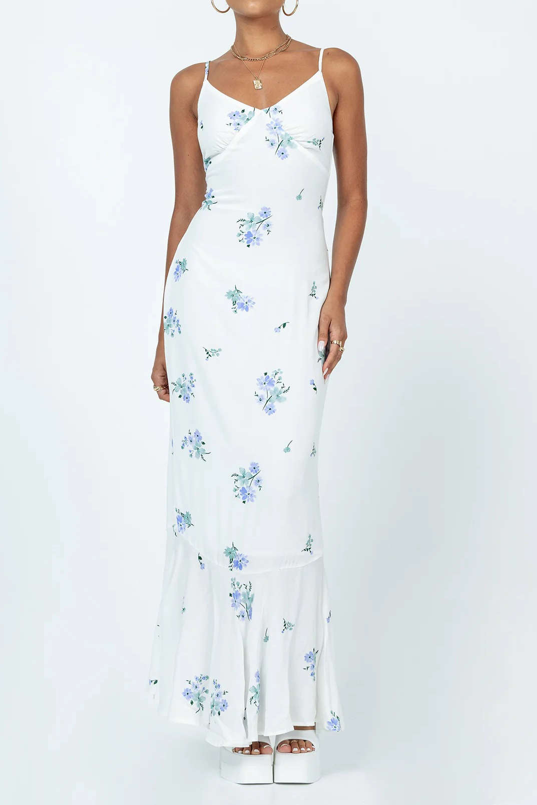 Floral Print V-neck Cami Maxi Dress