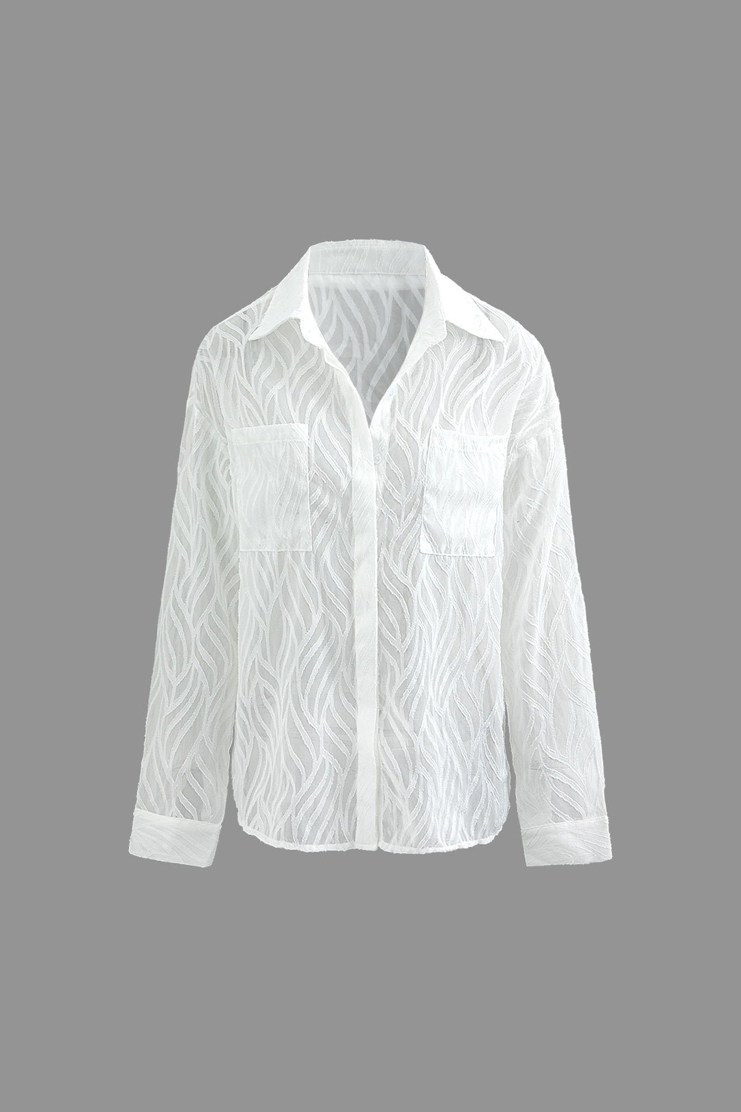 Textured Pocket Button Up Long Sleeve Shirt