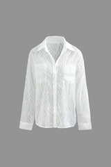Textured Pocket Button Up Long Sleeve Shirt