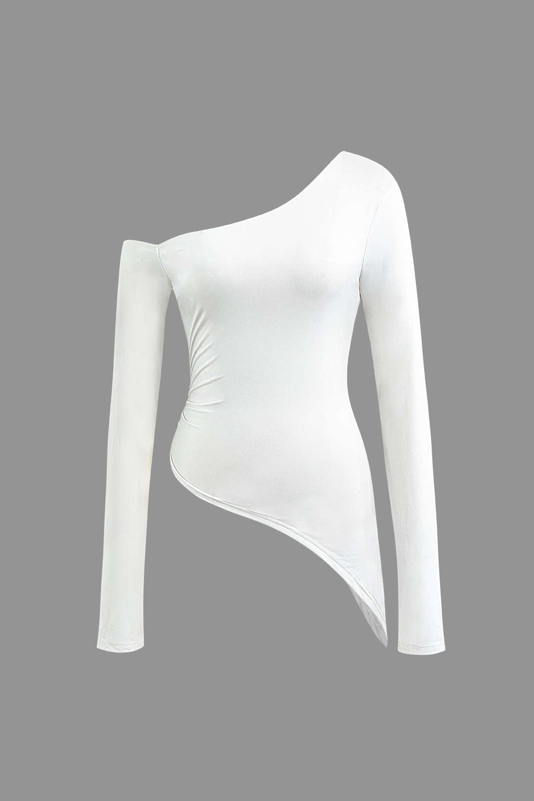 One Shoulder Asymmetric Long Sleeve Top