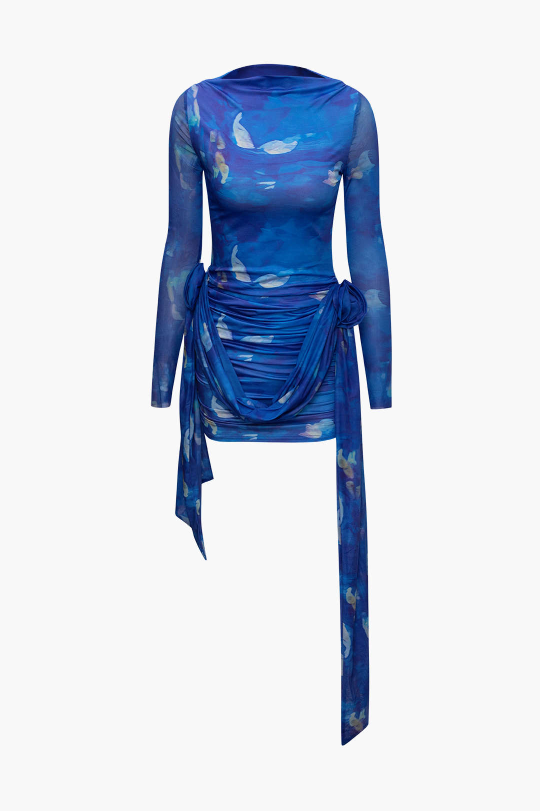 Tie Dye Rose Ruched Mini Dress