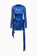 Tie Dye Rose Ruched Mini Dress