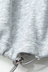 Solid Drawstring Hem Crop Sweatshirt