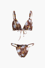 Floral Print Back Tie Bikini Set