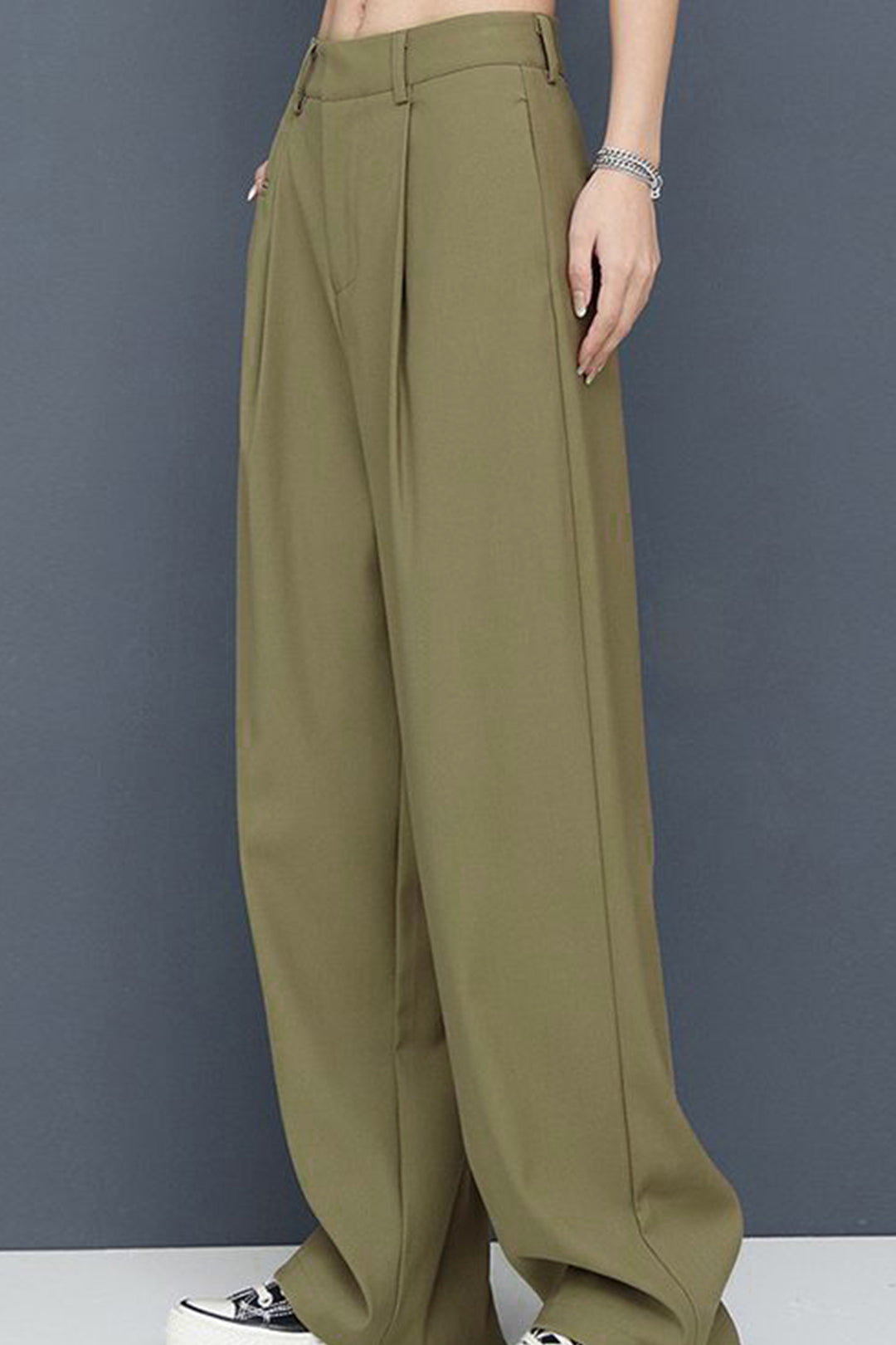 Pleated Straight Leg Pants