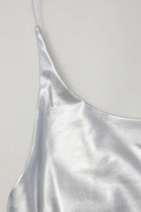Metallic Slit Slip Mini Dress