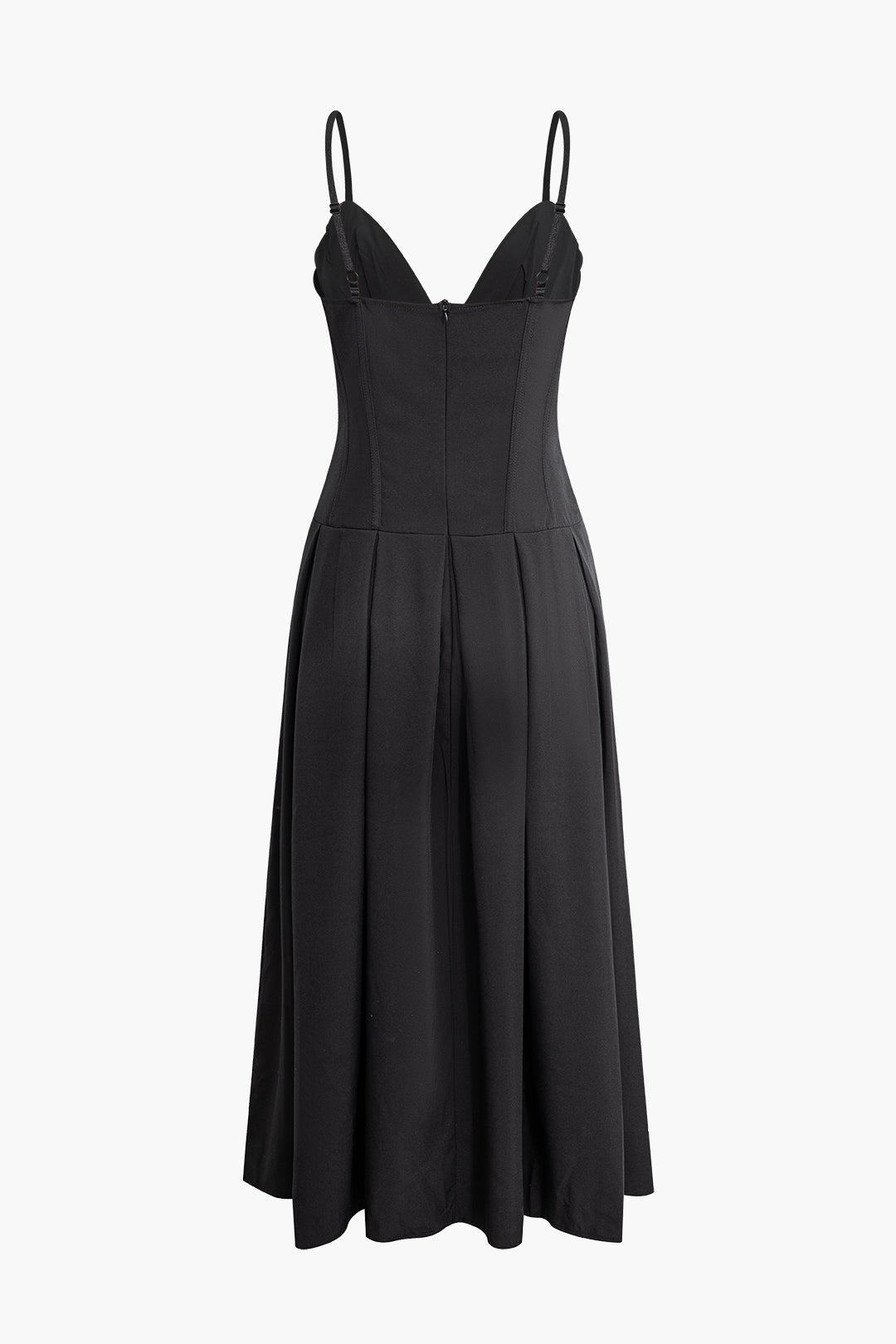 V-neck Slip Pleated Midi Dress