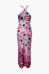 Floral Print Halter Maxi Dress