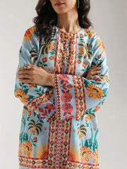 Exquisite Charming Pastel Blue Floral Print Two-piece Set