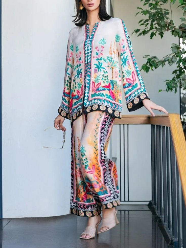 Artistic Borders Tropical-Print Co-ord Set