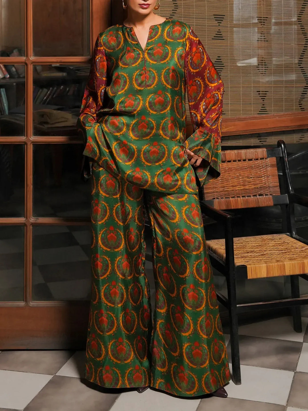 Bold Ethnic Prints Vibrant Silk Co-Ord Set