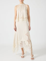 Exquisite Lace Patchwork Skirt-White