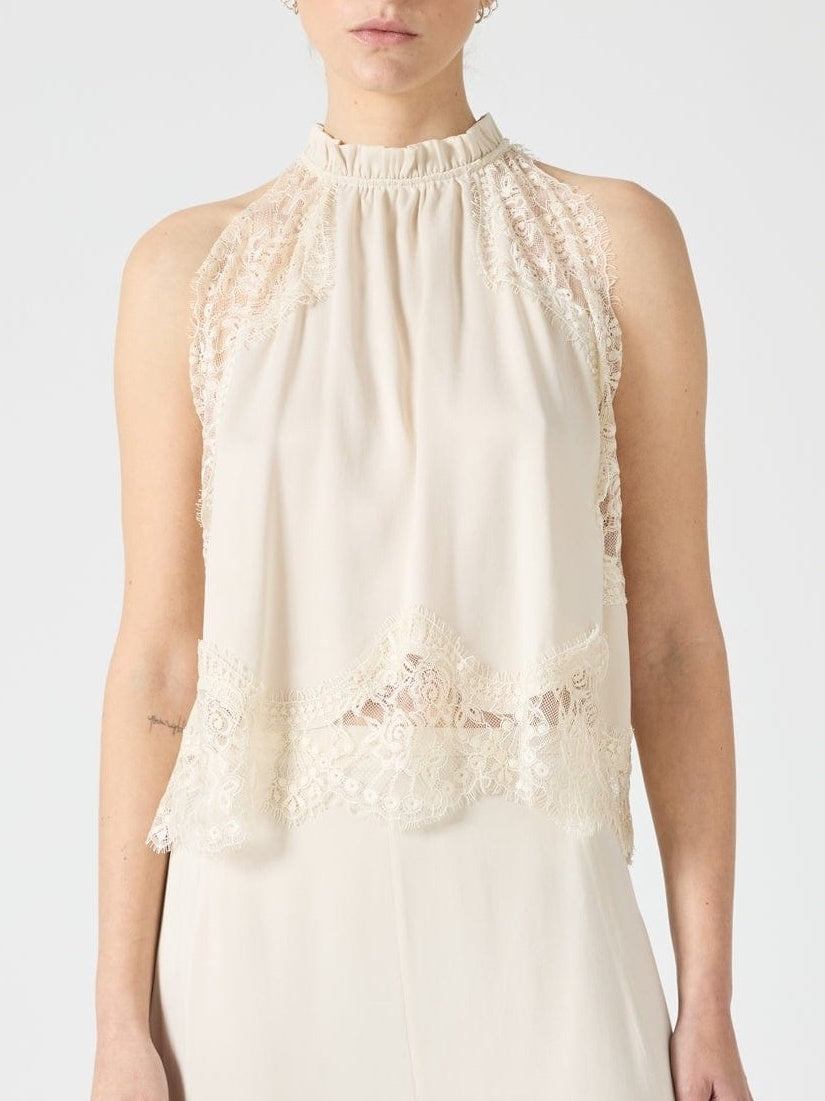 Exquisite Lace Sleeveless Tank Top-White