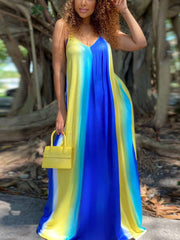 Ombre Spaghetti Strap Maxi Dress