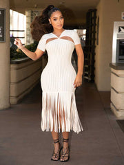 Casual Pit Striped Fringe Dress