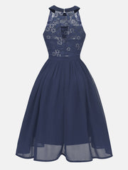 Lace Chiffon Sleeveless Midi Dress