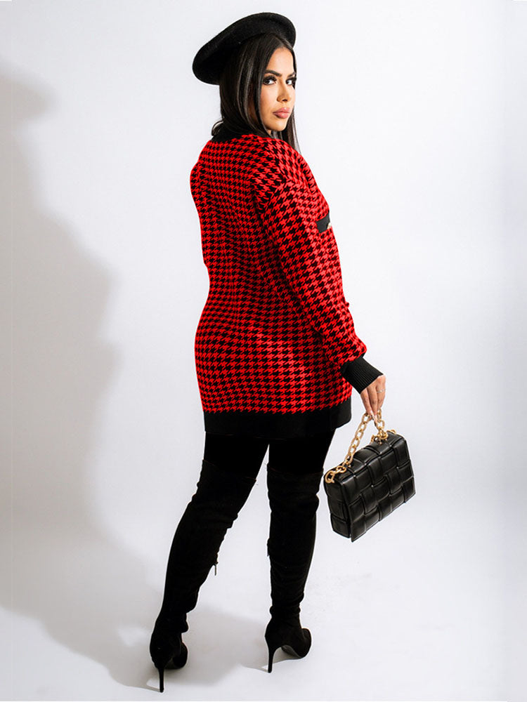 Plaid Long Sleeve Coat