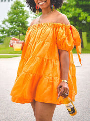 Off Shoulder Tiered Loose Dress