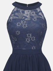 Lace Chiffon Sleeveless Midi Dress