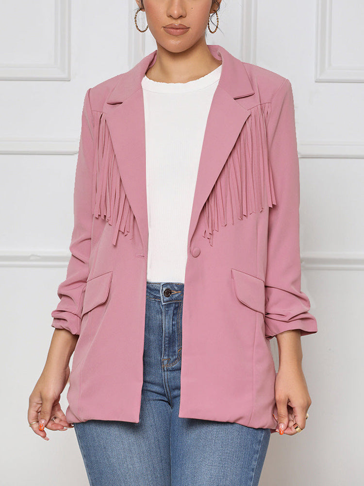 Casual Fringe Open Front Blazer