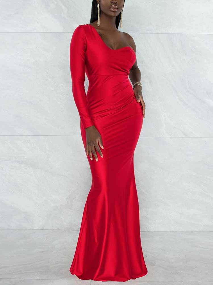 One Shoulder Mermaid Maxi Dresses