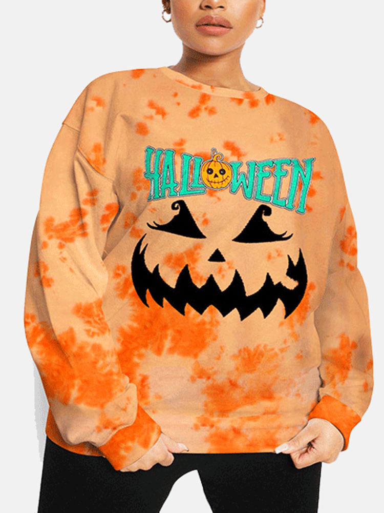 Halloween Long Sleeve Pumpkin Pullover Tops