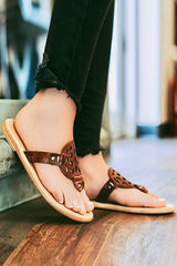 Moon Star Openwork Toe Flat Slippers