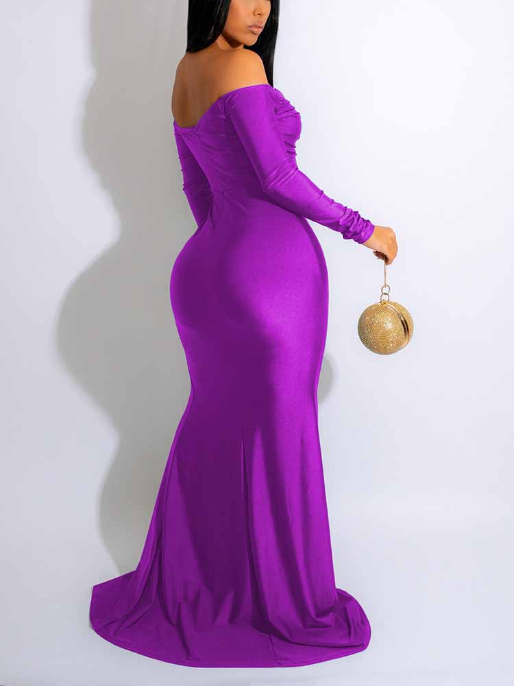 Off The Shoulder High Slit Mermaid Dress