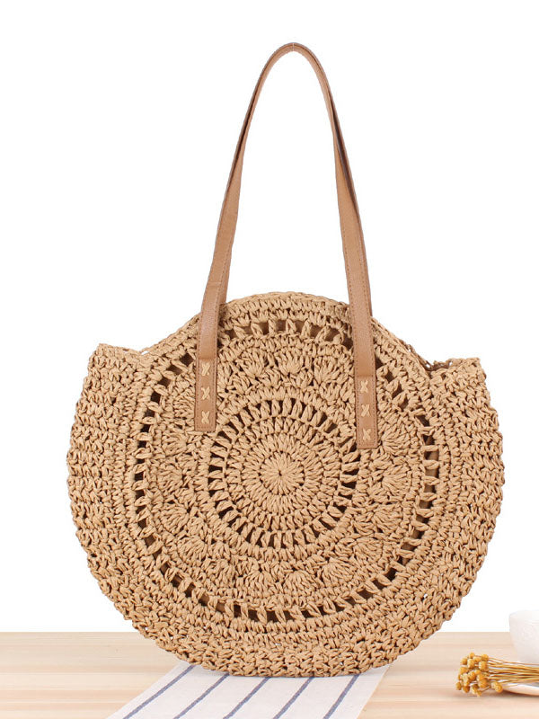 Vintage Round Straw Beach Bag