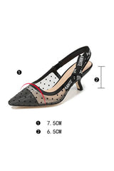 Mesh Dot Mide Heels