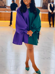 Fashion Color Block  Mini Dress