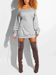 Lace Up Off Shoudler Mini Dress