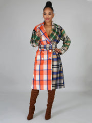 Plaid Long Sleeve Coat