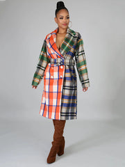Plaid Long Sleeve Coat