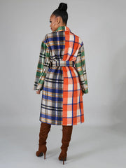 Plaid Long Sleeve Coat