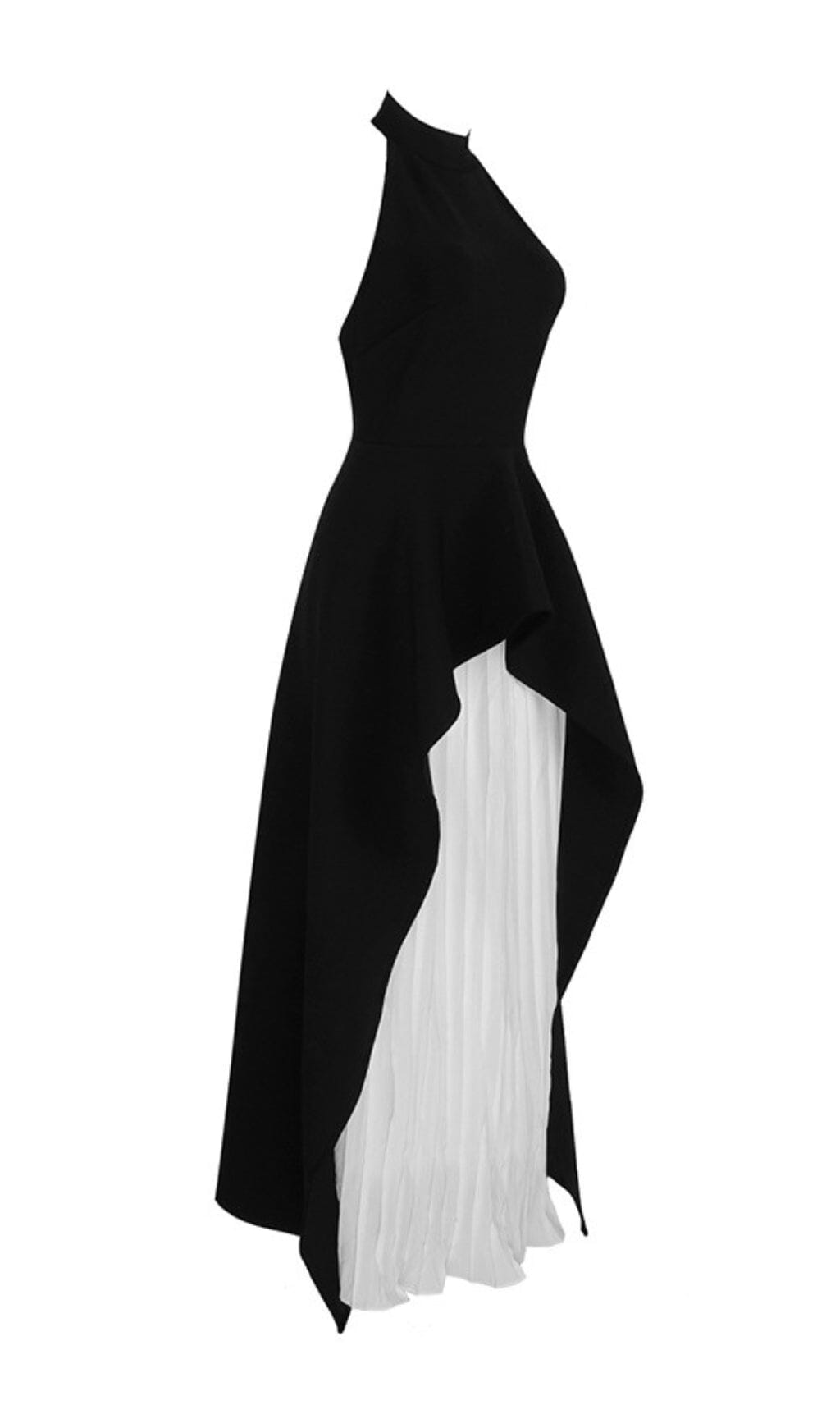 BANDAGE HALTER IRREGULAR MAXI DRESS IN BLACK AND WHITE