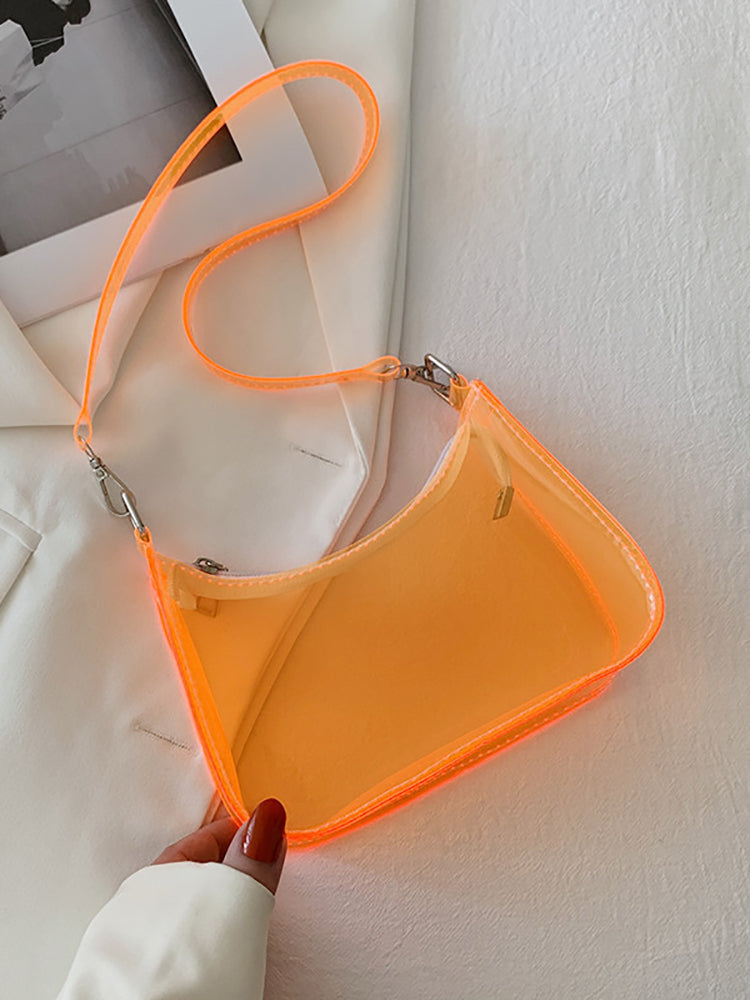 Clear Solid Color Shoulder Bag