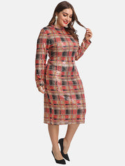 Plaid Sequin Long Dress