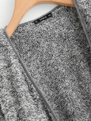 Patch Pocket Open Front Fuzzy Teddy Coat