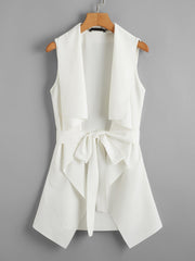 Draped Collar Self Belted Vest