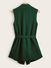 Draped Collar Self Belted Vest