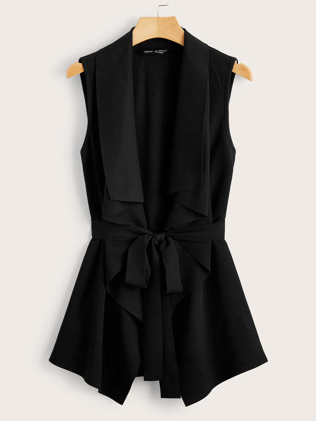 Draped Collar Self Belted Vest