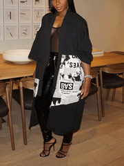 Mesh Newspaper Patchwork Loose Coat