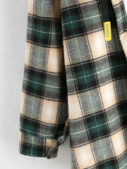 Plaid Buttoned Curved Hem Hooded Coat