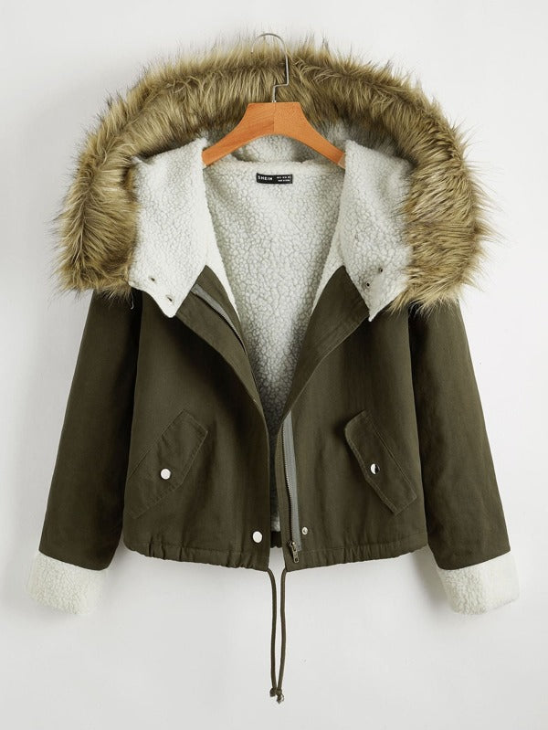 Drawstring Hem Parka Coat