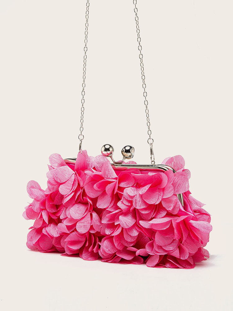 Floral Decor Kiss Lock Clutch