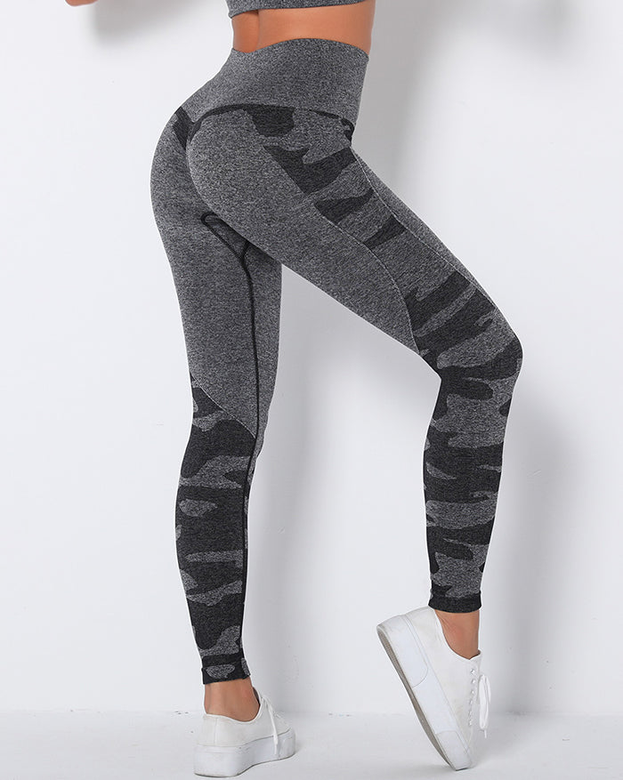 Camouflage Print Seamless Active Pants